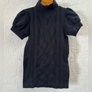 Bebe Black Short Sleeve Knit Top
